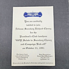 1991 Whitehouse Invitation, GOP Salute to Secretary of Defense Richard Cheney picture