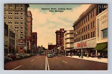Flint MI-Michigan, Saginaw Street, Advertisement, Antique, Vintage Postcard picture
