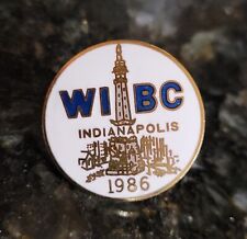 1986 WIBC Pin Indianapolis Round Gold Tone Metal Clutch Back Lapel Hat Jacket picture