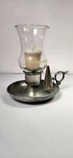 VTG Pewter Candleholder with Snuffer Finger Ring Very Nice picture