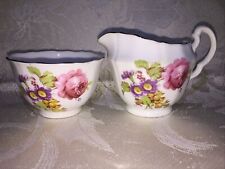 Vintage Adderley Fine Bone China England Creamer Sugar Bowl Pink Purple Flowers picture