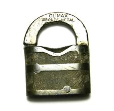 VINTAGE 1890'S CLIMAX BRONZE METAL PADLOCK WITHOUT THE KEY. picture
