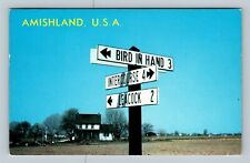 Heart of Amishland Lancaster Co Road Signs Vintage Pennsylvania c1971 Postcard   picture