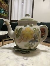 Louisville Stonewear  Floral Teapot Made In Kentucky Vintage Pottery picture