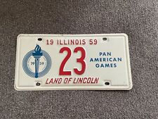 RARE Original 1959 PAN AMERICAN GAMES  Illinois Special event license plate #23 picture