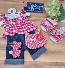 Rare Hello Kitty Sanrio Build A Bear Red Gingham Plaid Complete Outfit Set, Reti picture