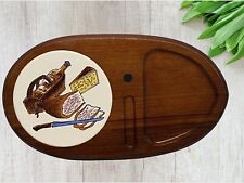 Vintage 1970s 1980s Wine Cheese Plate Food Hippie Boho Charcuterie Board picture