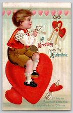 Valentine's Day Postcard Unsigned Clapssadle ? Little Boy on Heart 1073 c 1910's picture