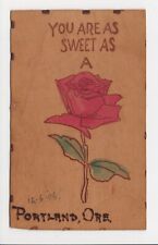 You're As Sweet As A Rose 1906 Posted Romance Leather Postcard picture