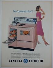 1950's Electric Cooking Pink Stove Oven Wife Phone GE Colorful Vintage Print Ad picture