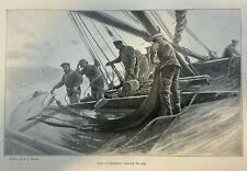 1909 Boats Drifters Out of Lowestoft illustrated picture