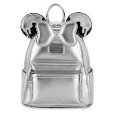 Disney 100th Anniversary Minnie Mouse Silver Drip Mini Loungefly Backpack NWT picture