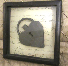 Vintage Framed Ex Lg Heart-Shaped PADLOCK Frame-9.5 X 9.5 X 1.5 lock-6 X 5 picture