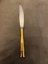 VINTAGE 23K GOLD BAMBOO GOLDEN CANE FLATWARE SERATED KNIFE VERMAI picture