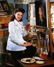 Linda Darnell 1940's enjoying drink whilst painting in studio 5x7 photo picture