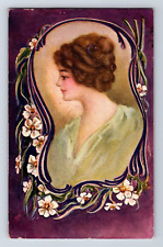 A11  Postcard 1916 ?  Pretty Art  Nouveau Victorian Lady 125a picture