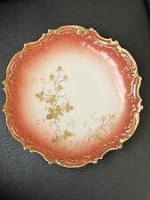 Antique Limoges Rococo Plate with Gold Paste Flowers c.1880-1890 picture