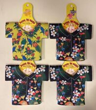 Lot of 4 Hawaiian Shirt KOOZIES Can Bottle Insulators PARROTS Tropical Flowers picture