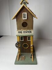 Vintage Wooden Fire Station Bird House Rustic Country Cabin 12x6x4 Cottage Decor picture
