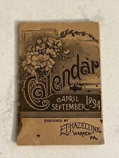 Vintage 1894 Local Advertising Calendar DENVER PA  picture