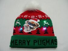 MERRY PUGMAS - Light Up - One Size Stocking Cap Beanie Hat picture