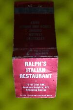 Vintage Jackson Heights Queens NY Nyc Ralph's Italian Restaurant Matchbook picture