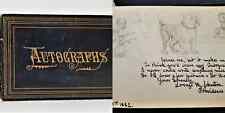 1881 antique AUTOGRAPH ALBUM providence ri ANNIE T. SHERMAN w ART SKETCHES picture