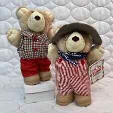 Furskins VTG 80s Wendys Kids Meal Toys Boone & Dudley Christmas Plush Bears Set picture