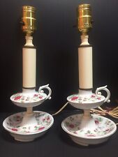2 Vintage Vanity Chamber Candle Stick Lamps Lights 12'' Matching 1960s-70s picture