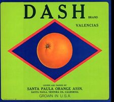 Dash Brand VINTAGE California Orange Crate Label 1930s NOT A COPY Original  picture
