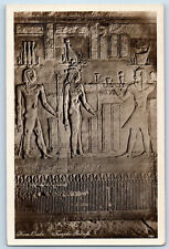 Egypt Postcard Temple Reliefs Carved Egyptian in Wall c1940's RPPC Photo picture