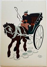 Horse Drawn Carriage Artist Signed Sim Vintage 6x4 Quebec Art Postcard c1940 picture