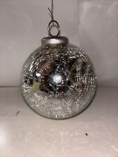 Vintage Silver Crackle Glass Christmas Ornaments Kugel Style 4” picture