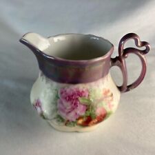 vtg antique cream pitcher pink roses/fruit porcelain  Chantilly Germany picture