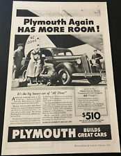 1936 Plymouth De Luxe Touring Sedan - Vintage Original Print Ad / Wall Art CLEAN picture