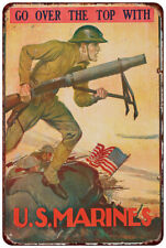 Go over the top with U.S. Marines WW1 Vintage LOOK Reproduction metal sign picture