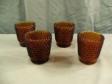 Lot of 4 Amber Glass Hobnail Votive Candle Holders picture