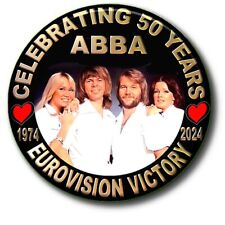 ABBA - CELEBRATE 50 YEARS OF EUROVISION VICTORY-STUNNING LARGE 55MM BADGE picture