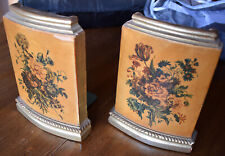 Vintage Borghese Italian Floral Gilt antique bookends flowers print picture