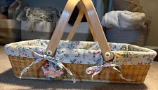 Vtg Claire Murray Nantucket Style Gathering Basket With Floral Liner Hang Tag picture