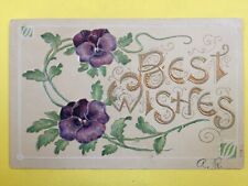 cpa embossed embossed FANTASY FLOWERS Thoughts BEST WISHES picture
