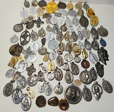 Lot Of 100 Vintage To Now Religious Medals Pins Pendants Holy Items  picture