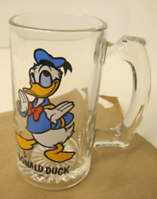 Vintage Walt Disney Donald Duck Clear Glass Beer Mugs  Cup 5.5