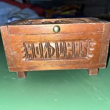 Honduras Hand Carved Box Vintage  Hinged Lid Wooden Trinket Box picture
