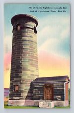 Erie PA-Pennsylvania, Old Land Lighthouse on Lake Erie, Vintage History Postcard picture