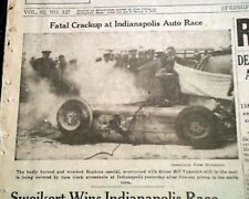 Bill Vukovich Indianapolis Indy 500 Racing Race Car Driver KILLED 1955 Newspaper picture