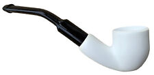 Mini Full Bent White Lattice Hand Carved Turkish Meerschaum Smoking Pipe - 5318K picture
