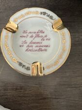 Vintage Ashtray Paris Porcelain Cheeky Saying Gold Trinket Limoges picture