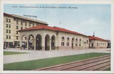 Postcard Railroad Burlington Colorado & Southern Depot Cheyenne WY picture