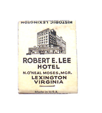 Vintage Robert E. Lee Hotel Lexington VA Full Matchbook Unstruck picture